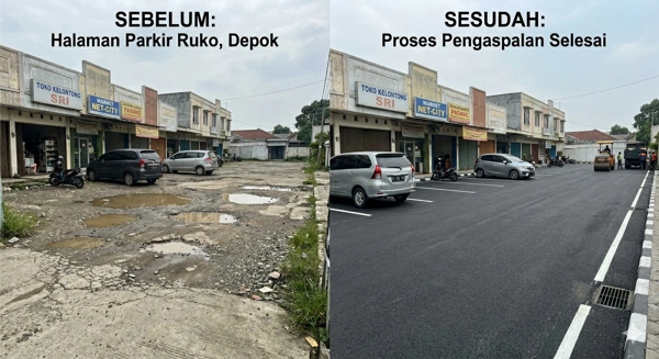 hasil pengaspalan di Depok oleh PT. Kerajaan Aspal Indonesia