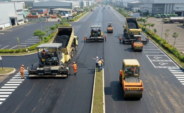 pengaspalan di kawasan industri tajur